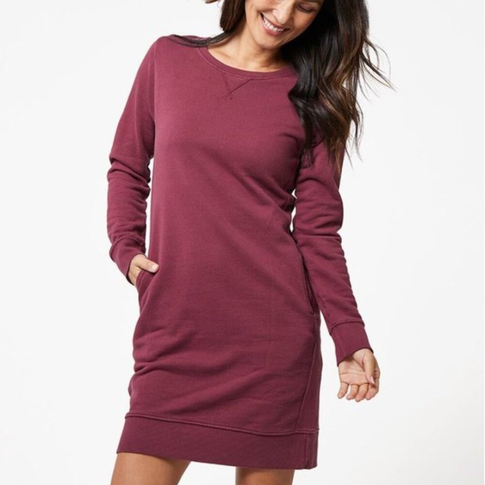 Pact Women's Long Sleeve Dress - Burgundy